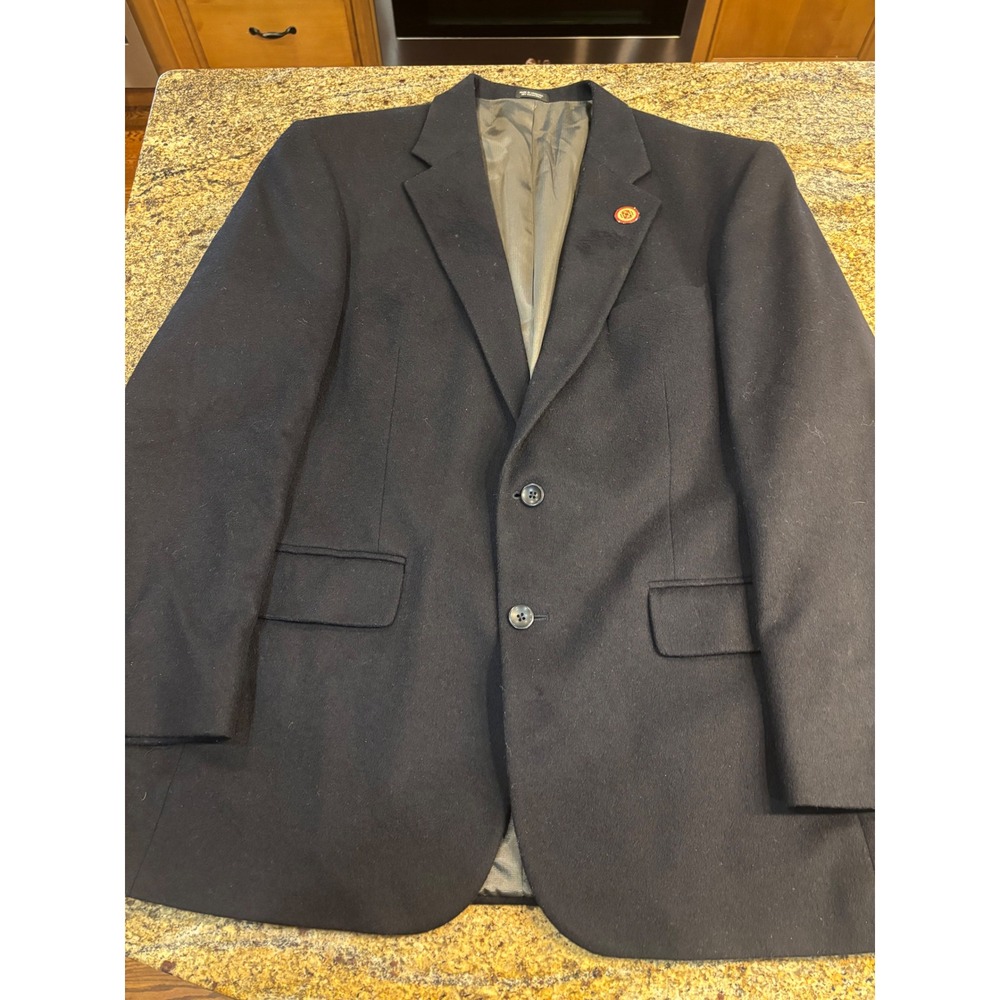 (READ) Oscar de la Renta Black Wool Cashmere Blazer Mens 44R Classic Two Button